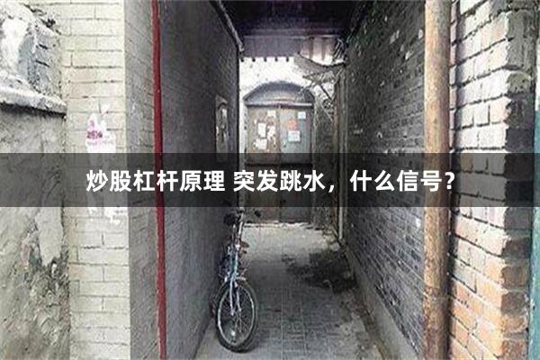 炒股杠杆原理 突发跳水，什么信号？