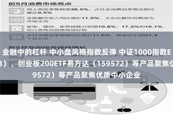 金融中的杠杆 中小盘风格指数反弹 中证1000指数ETF（159633）、创业板200ETF易方达（159572）等产品聚焦优质中小企业