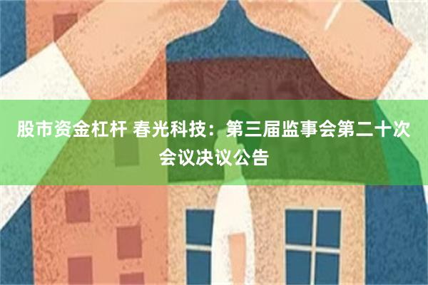股市资金杠杆 春光科技：第三届监事会第二十次会议决议公告